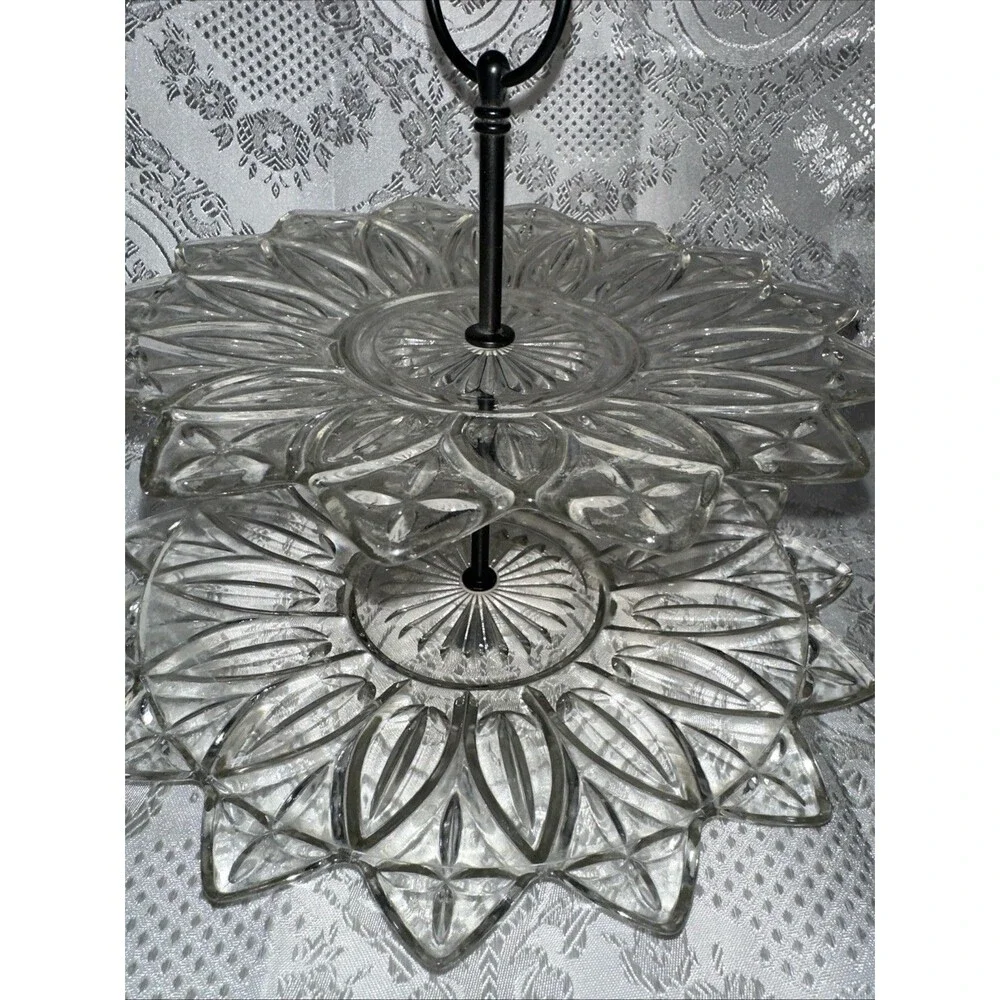 vintage 2 tier candy dish  glass/ Dessert Tray